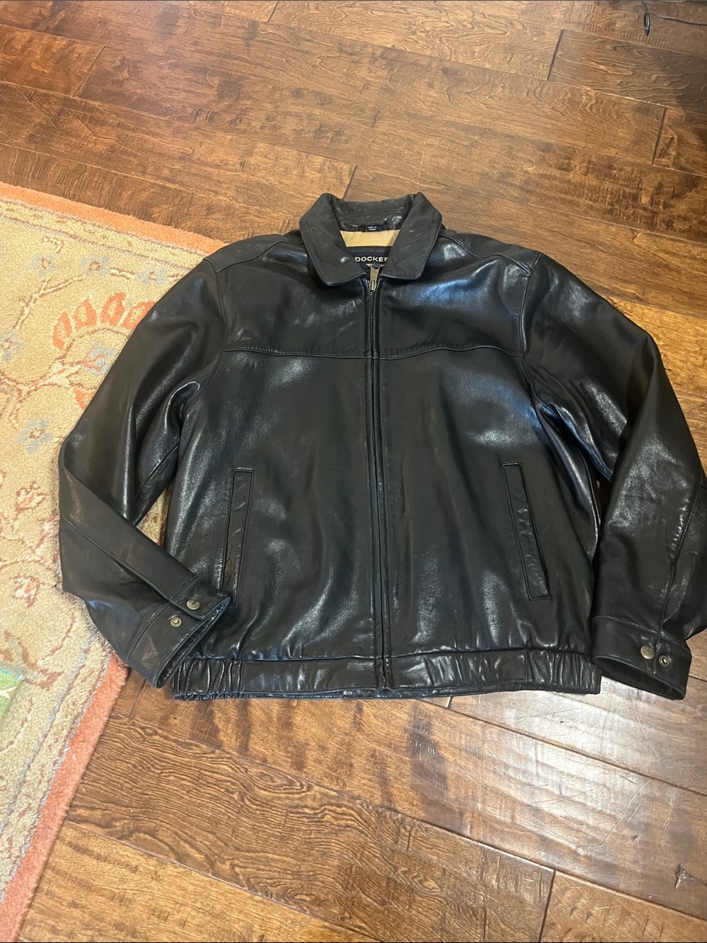 Dockers Black Lamb Leather Bomber Jacket, size L